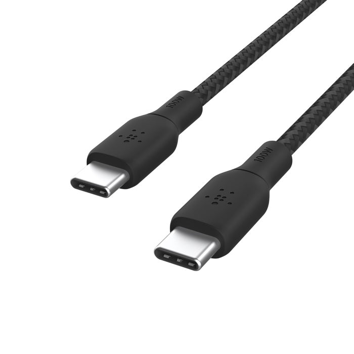 Belkin BoostCharge Braided USB-C to USB-C Cable (3M) - Black (CAB014bt3MBK), 5A/100W, 480Mbps, 30K+ Bends, Apple, USB-IF Certified, 2 Years Warranty