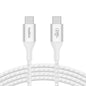 Belkin BoostCharge Braided USB-C to USB-C PD 3.1 Cable (2M) - White (CAB015bt2MWH), 5A/240W, 480Mbps, 30K+ Bends, Apple iPhone, 2 Years Warranty