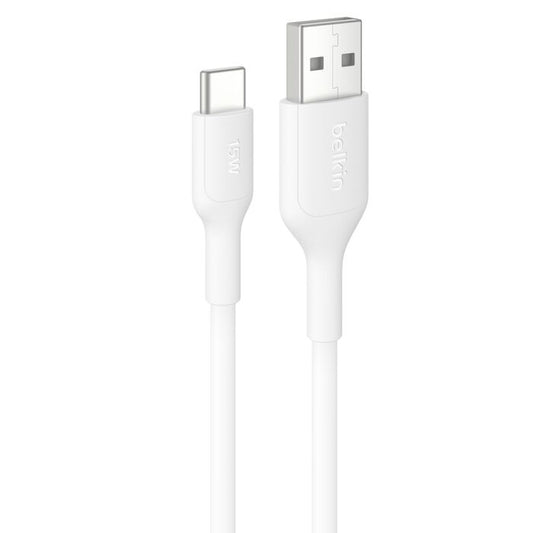 Belkin BoostCharge USB-C to USB-A Cable (1M) - White (CAB021fq1MWH),3A/15W, 480MBPS, 300K+ Bends, Apple, Samsung, USB-IF Certified,2 Years Warranty