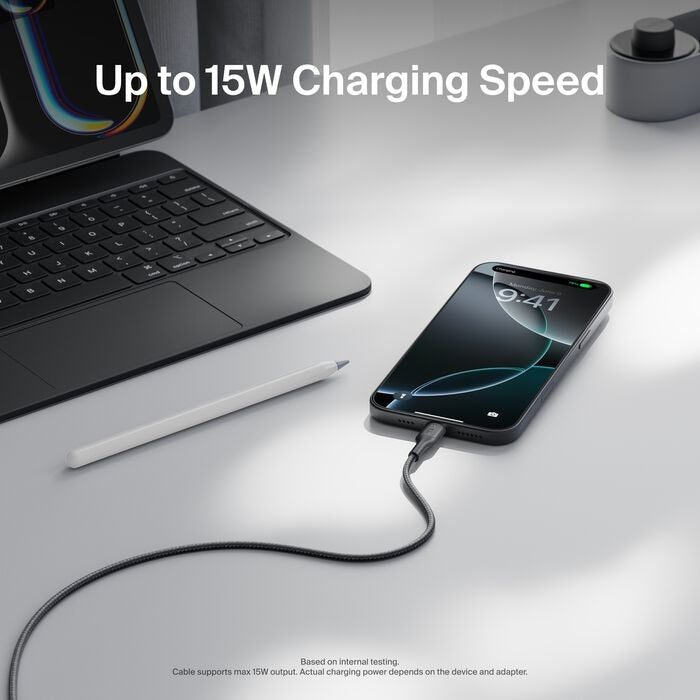 Belkin BoostCharge Pro Braided USB-C to USB-A Cable (1M) - Black (CAB022fq1MBK), 3A/15W, 480Mbps, 350K+ Bends, Apple,USB-IF Certified,2 Years Warranty