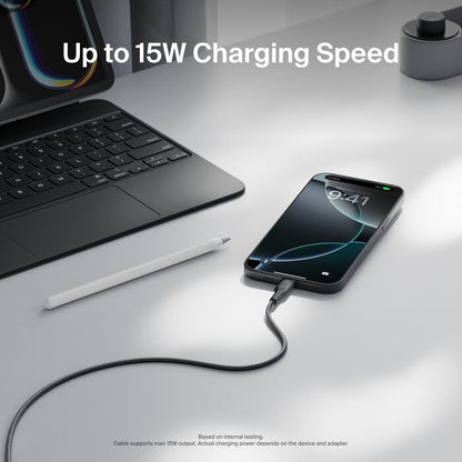 Belkin BoostCharge Pro Braided USB-C to USB-A Cable (1M) - Black (CAB022fq1MBK), 3A/15W, 480Mbps, 350K+ Bends, Apple,USB-IF Certified,2 Years Warranty