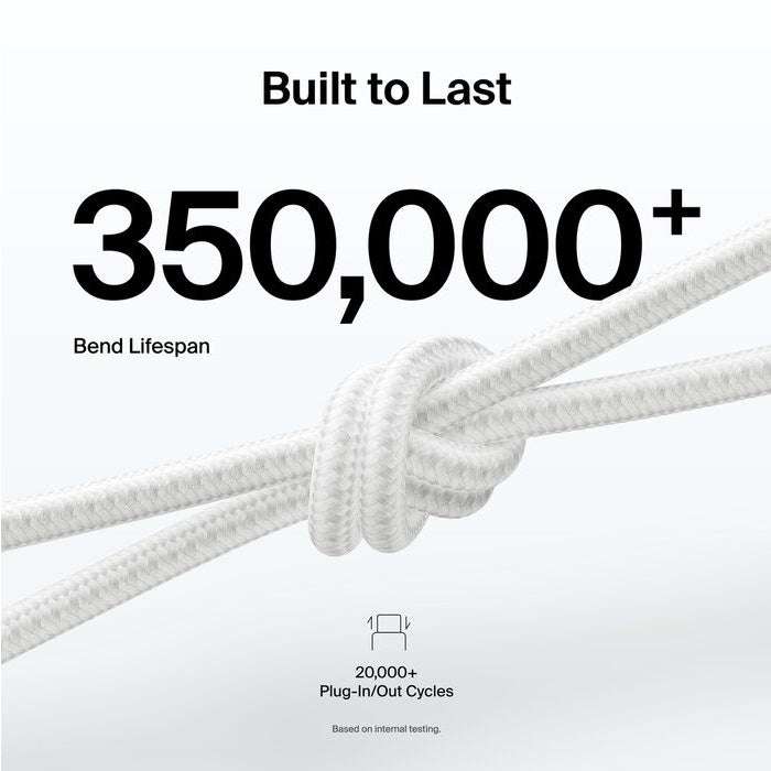 Belkin BoostCharge Pro Braided USB-C to USB-A Cable (1M) - White (CAB022fq1MWH), 3A/15W, 480Mbps, 350K+ Bends, Apple,USB-IF Certified,2 Years Warranty