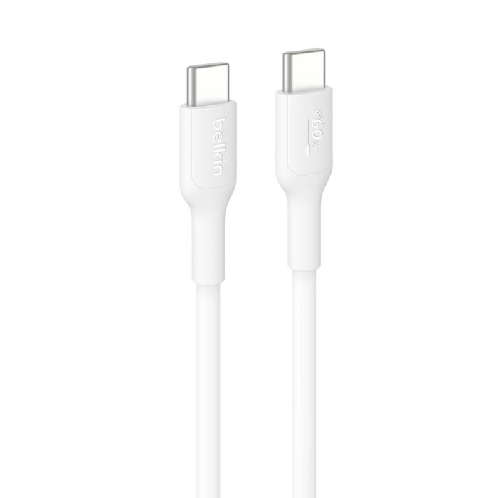 Belkin BoostCharge USB-C to USB-C Cable (1M) - White (CAB023fq1MWH), 3A/60W, 480Mbps, 300K+ Bends, Apple iPhone ,USB-IF Certified,2 Years Warranty