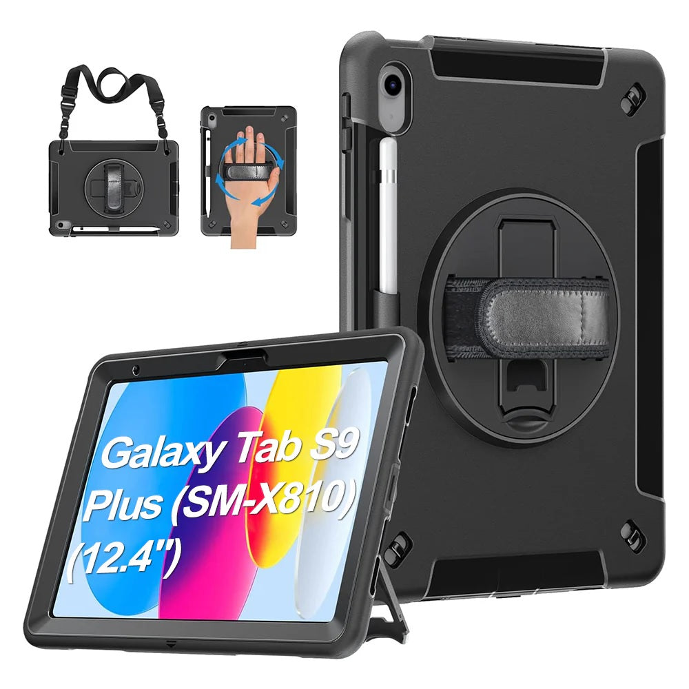 Generic Rugged Samsung Galaxy Tab S10+/ Tab S9+ / Tab S9 FE+ (12.4') Case Black