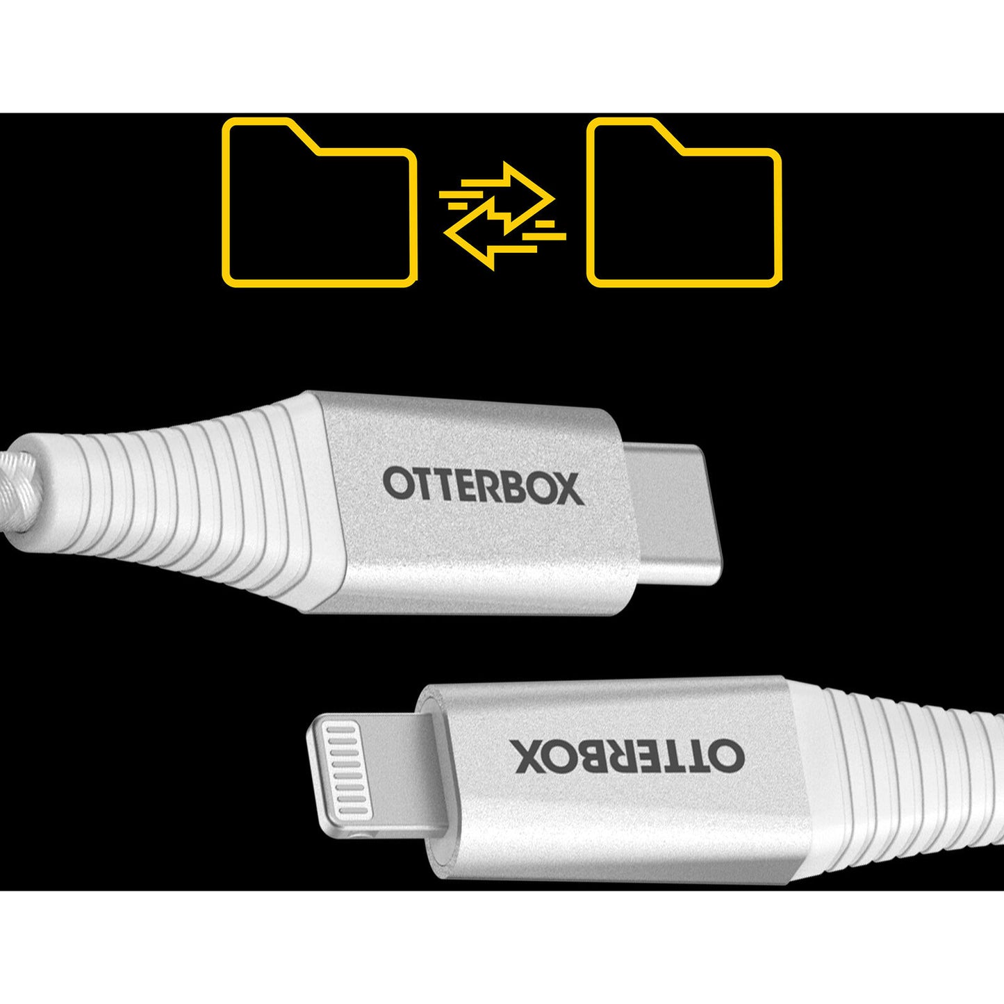 OtterBox Lightning to USB-C Fast Charge Premium Pro Cable (2M) - White (78-80891), 3 AMPS (60W), MFi, 30K Bend/Flex,Braided, 2 Years Warranty