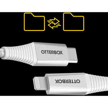 OtterBox Lightning to USB-C Fast Charge Premium Pro Cable (2M) - White (78-80891), 3 AMPS (60W), MFi, 30K Bend/Flex,Braided, 2 Years Warranty