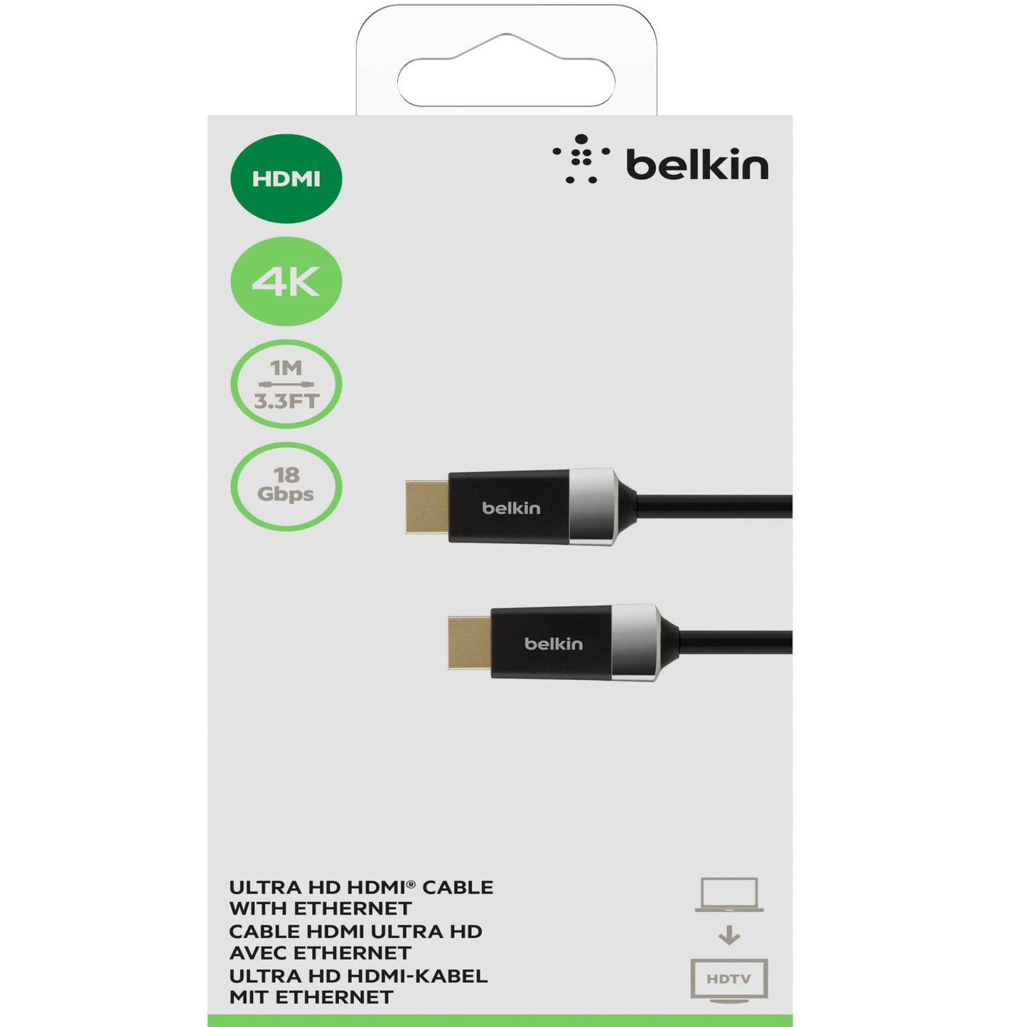 Belkin Advanced Series High Speed w/Ethernet HDMI Cable 4K/Ultra HD Compatible (2M) - Black(AV10050bt2M), 18Gbps Bandwidth, 2 Years Warranty