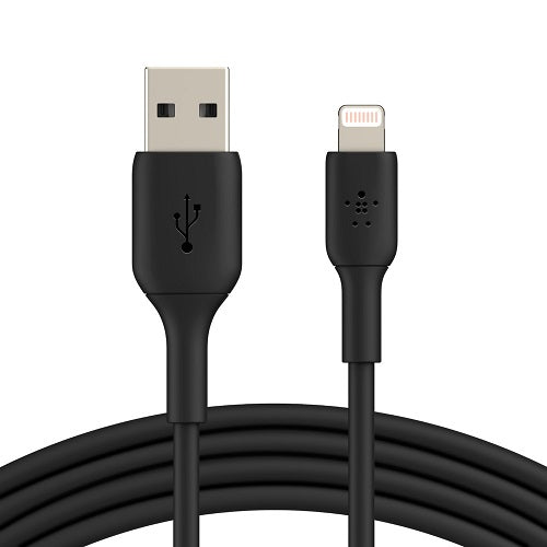 Belkin BoostCharge Braided Lightning to USB-A Cable (1M) - Black (CAA002bt1MBK), 2.4A/12W, 480Mbps, 30K+ Bends, MFI-Certified, 2 Years Warranty