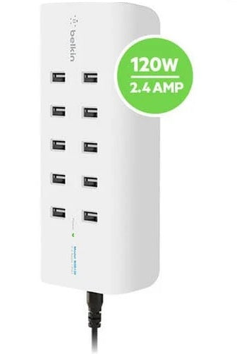 Belkin 10-Port USB Charging Station / Hub 10xUSB-A Ports(2.4Amps),Intelligent Ch