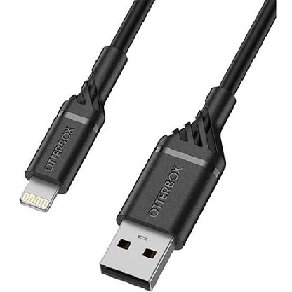 OtterBox Lightning to USB-A (2.0) Cable (1M) - Black (78-52525), 3 AMPS (60W), MFi, 3K Bend/Flex, 480Mbps Transfer, Durable, 2 Years Warranty