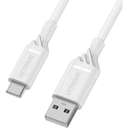 OtterBox USB-C to USB-A (2.0) Cable (2M) - White (78-52660), 3 AMPS (60W), 3K Bend/Flex, Samsung Galaxy, Apple iPhone, iPad, MacBook, 2 Years Warranty
