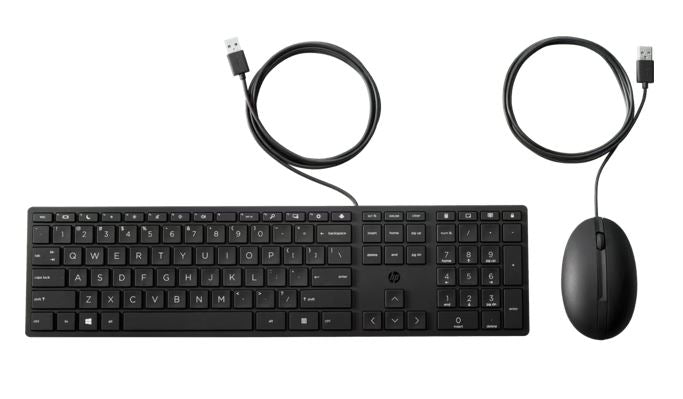 HP 320MK USB Wired Desktop Keyboard Mouse Combo Reduced-sized & Low-Profile Quie