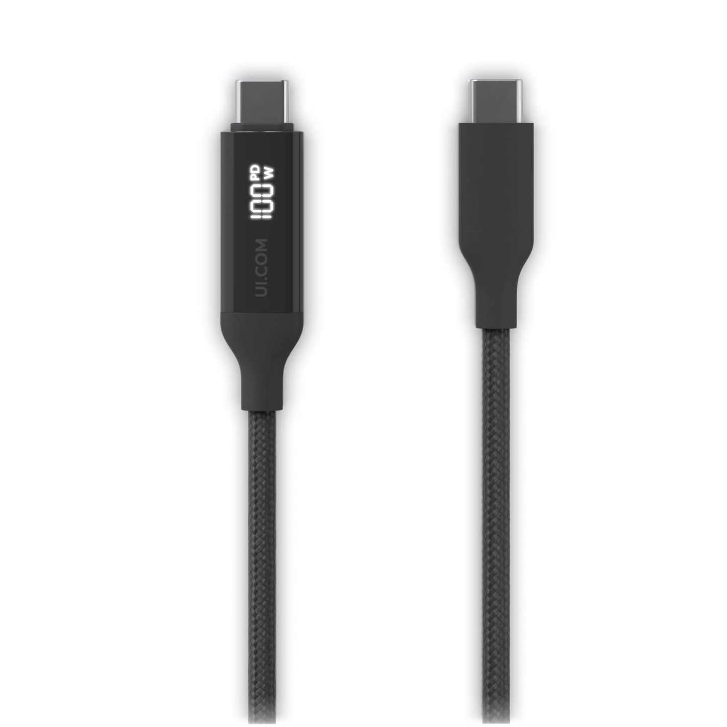 Ubiquiti USB-C Cable with Charge Display,Length 1M, Black, Braided Power & Data Cable With A Double-sided Charge Display,100W Max Power Output