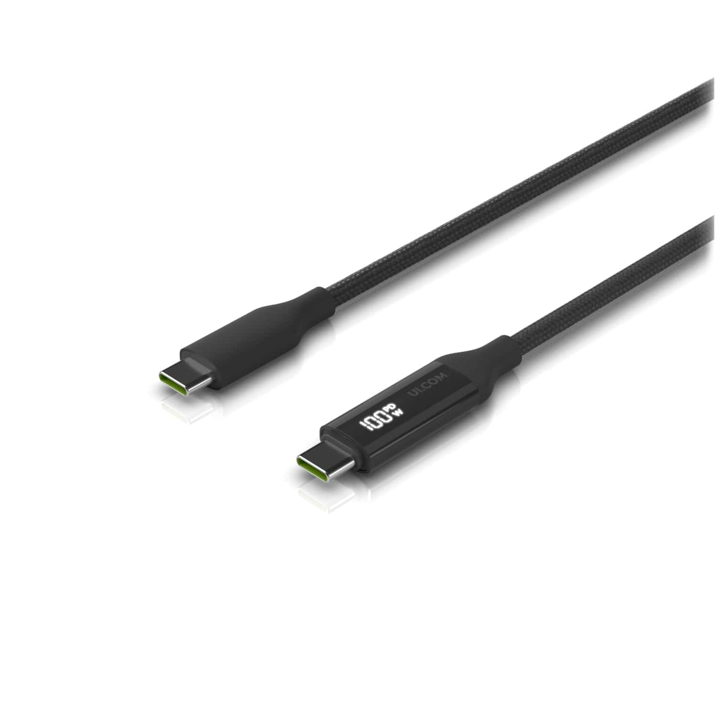 Ubiquiti USB-C Cable with Charge Display,Length 1M, Black, Braided Power & Data Cable With A Double-sided Charge Display,100W Max Power Output