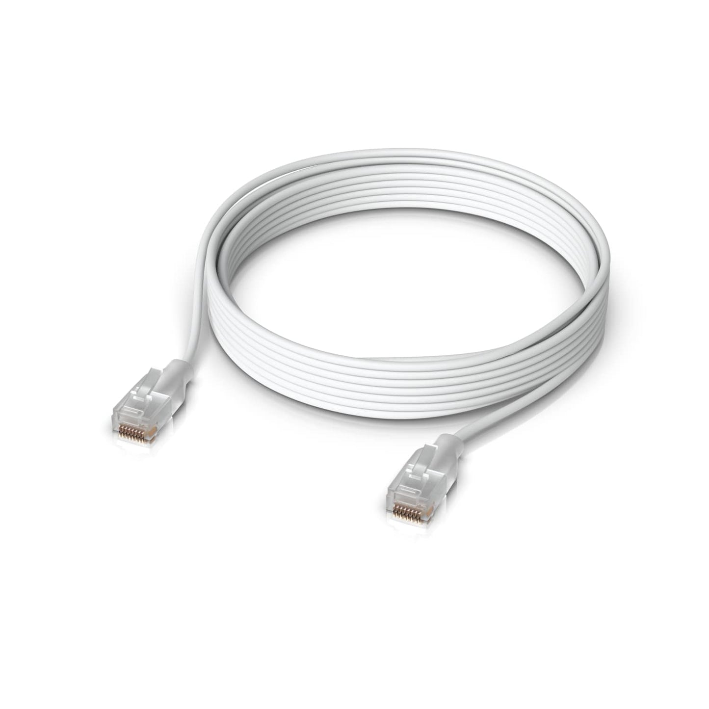 Ubiquiti UniFi Etherlighting Patch Cable, Length 8M, White, Nano-thin patch cable with 10 GbE support, designed to showcase Etherlighting effects.