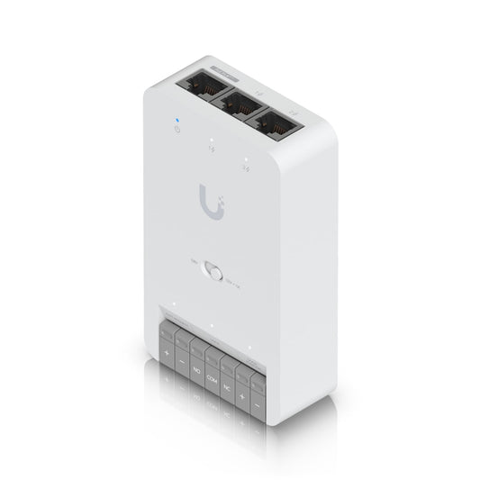 Ubiquiti Door Hub Mini, Compact Access Control Hub For  Single Door,1 Lock terminal -12V &Dry Switchable,Connect & Power Via PoE++,2 Additional Inputs