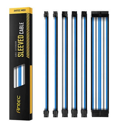 Antec PSU -  Sleeved Extension Cable Kit V2 - Blue / White / Black . 24PIN ATX,