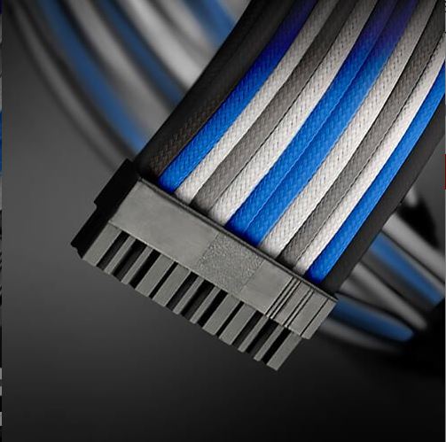 Antec PSU -  Sleeved Extension Cable Kit V2 - Blue / White / Black . 24PIN ATX,
