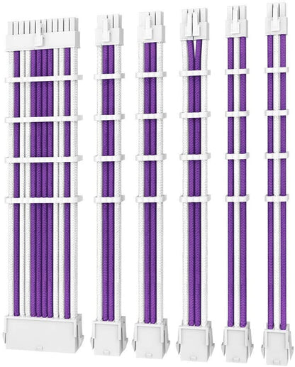 Antec PSU -  Sleeved Extension Cable Kit V2 - Purple / White. 24PIN ATX, 4+4 EPS, 8PIN PCI-E, 6PIN PCI-E, Compatible with Standard PSU (LS)