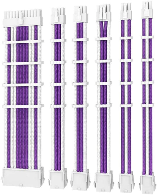 Antec PSU -  Sleeved Extension Cable Kit V2 - Purple / White. 24PIN ATX, 4+4 EPS, 8PIN PCI-E, 6PIN PCI-E, Compatible with Standard PSU (LS)