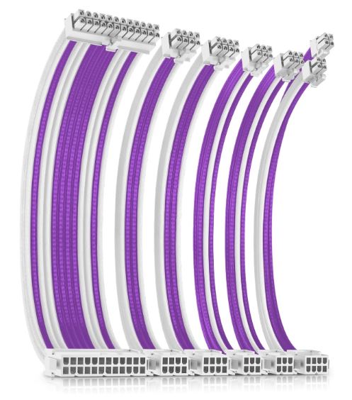 Antec PSU -  Sleeved Extension Cable Kit V2 - Purple / White. 24PIN ATX, 4+4 EPS, 8PIN PCI-E, 6PIN PCI-E, Compatible with Standard PSU (LS)