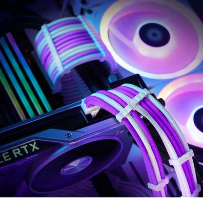 Antec PSU -  Sleeved Extension Cable Kit V2 - Purple / White. 24PIN ATX, 4+4 EPS, 8PIN PCI-E, 6PIN PCI-E, Compatible with Standard PSU (LS)