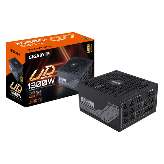 Gigabyte UD1300GM PG5 1300W ATX PSU Power Supply  80+ Gold 90% 140mm Fan Black Flat Cables Single +12V   100K Hrs