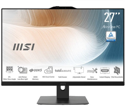 MSI Modern AM272P 1M-1219AU AIO Black, 27' Non-Touch, Core 7 150U/D5 2x8G/1TB SSD/WiFi6/Webcam/Height Adjustable/Wired KBM/Win11Pro/3Y Onsite