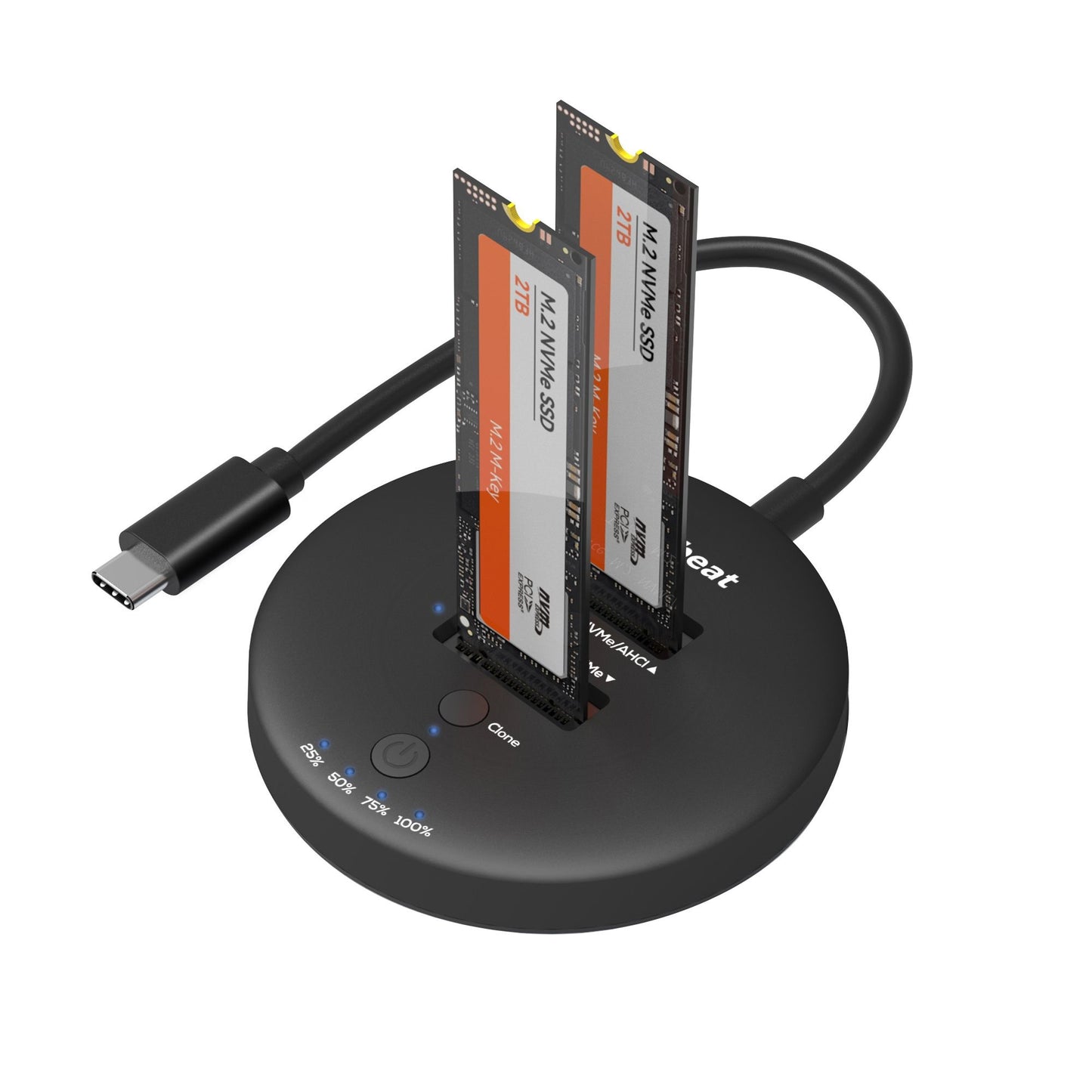 mbeatÂ® H3 USB 3.2 Gen2x2 20Gbps Dual M.2 NVMe SSD Dock with Clone Duplicator (Black) Clone Speed: Up to 15Gbps Product Weight (with Cable): 96g