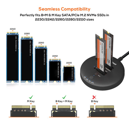 mbeatÂ® H3 USB 3.2 Gen2x2 20Gbps Dual M.2 NVMe SSD Dock with Clone Duplicator (Black) Clone Speed: Up to 15Gbps Product Weight (with Cable): 96g