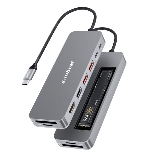 mbeatÂ® mbeat Elite 9-in-1 USB-C Multiport Hub with Built-in M.2 NVMe SSD Enclosure