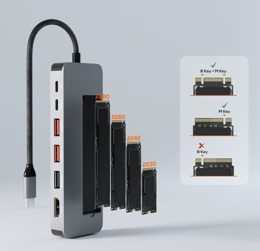 mbeatÂ® mbeat Elite 9-in-1 USB-C Multiport Hub with Built-in M.2 NVMe SSD Enclosure