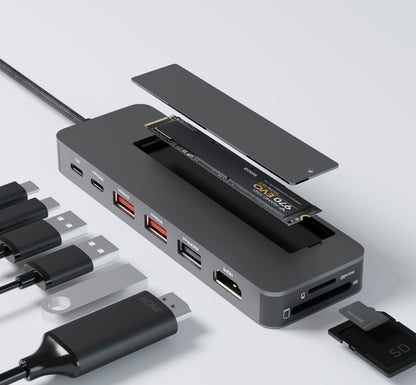 mbeatÂ® mbeat Elite 9-in-1 USB-C Multiport Hub with Built-in M.2 NVMe SSD Enclosure