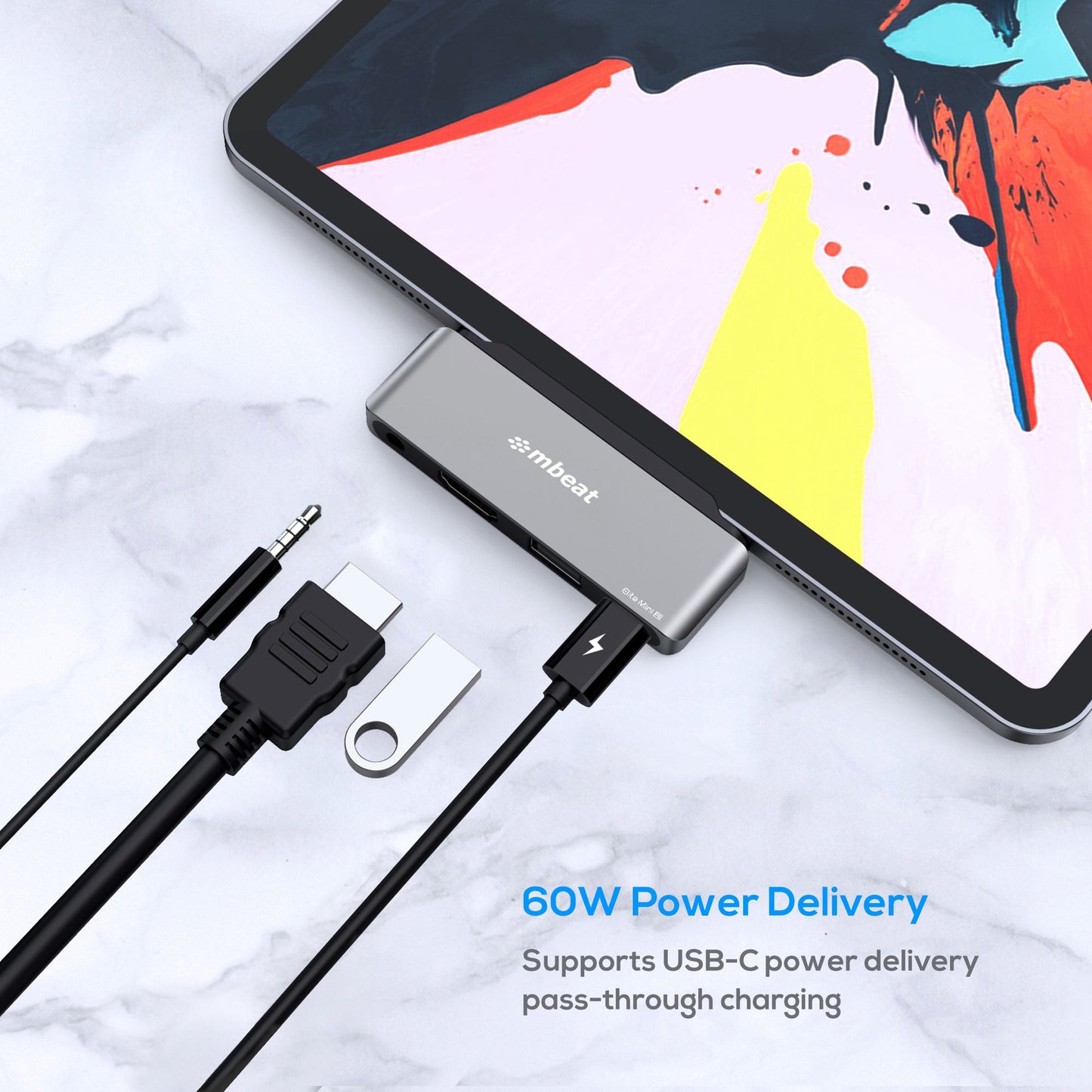 (LS) mbeatÂ®  Elite Mini 4-In-1 USB-C Mobile Hub for iPad Pro, USB-C Tablet & Laptop/Notebook (LS MB-UCD32-U7)