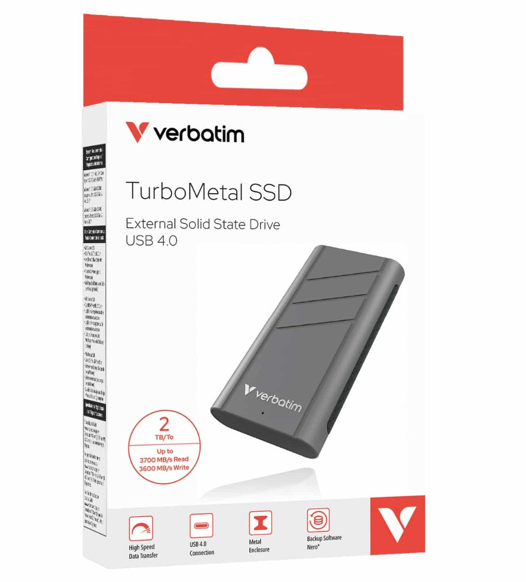 Verbatim Metal Mini SSD USB 3.2 Gen 2 1TB ,High speed data transfer â€“ up to 3700 MB/s read and 3600 MB/s write