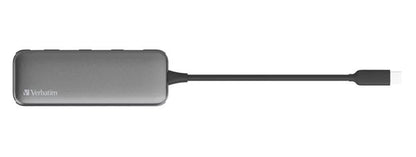 Verbatim USB-C Hub with 2 x USB-A 3.2 Gen 1 supports up to 5Gbps data transfer, 1 x USB-C supports up to 5Gbps data transfer - Space Grey