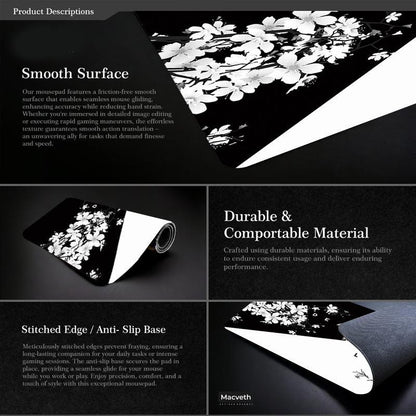 Cherry Blossom Ink Painting Mouse Pad Non Slip - Pattern 1 - 400X900X2Mm