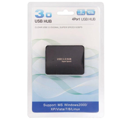 4-Port Usb 3.0 Hub + 60Cm Cable Fast Data Transfer - Black
