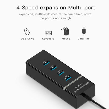 4-Port Usb 3.0 Hub With Led Super Speed 5Gbps - Black