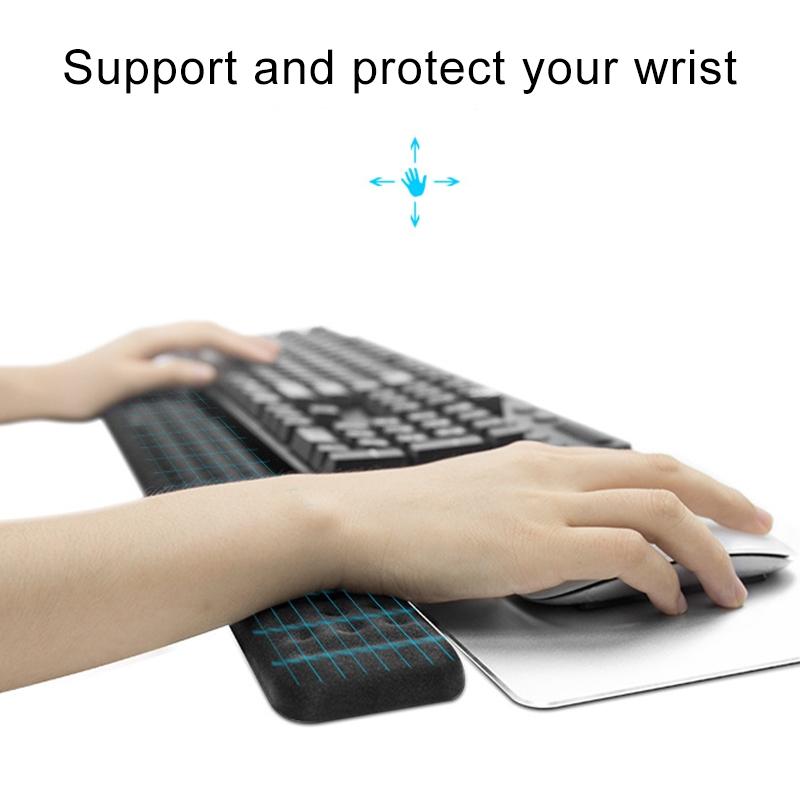 Memory Foam Keyboard Wrist Rest & Mouse Pad - Grey