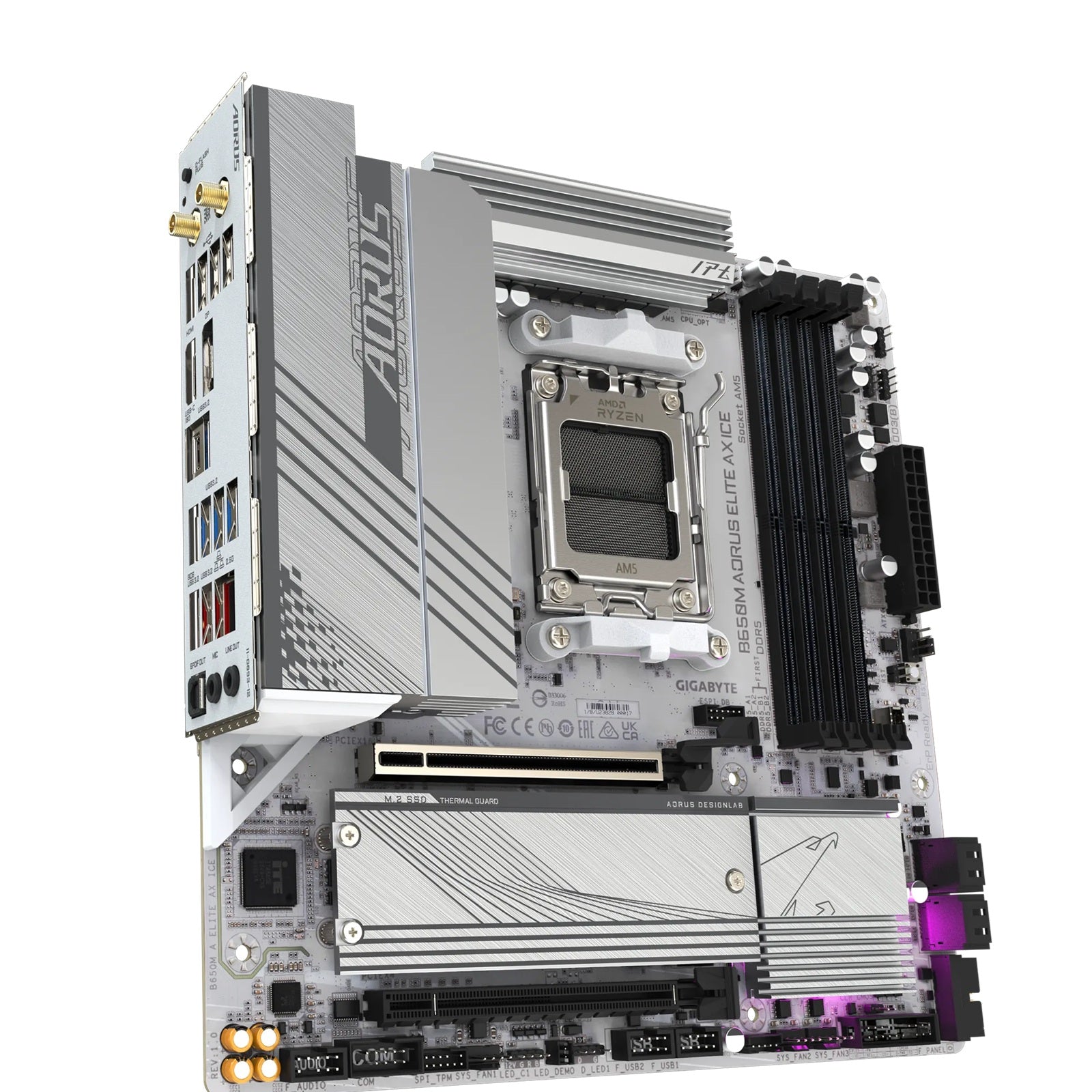 Gigabyte B650M AORUS ELITE AX ICE AMD B650 AM5 ATX Motherboard 4x DDR5~192GB,3x image 2