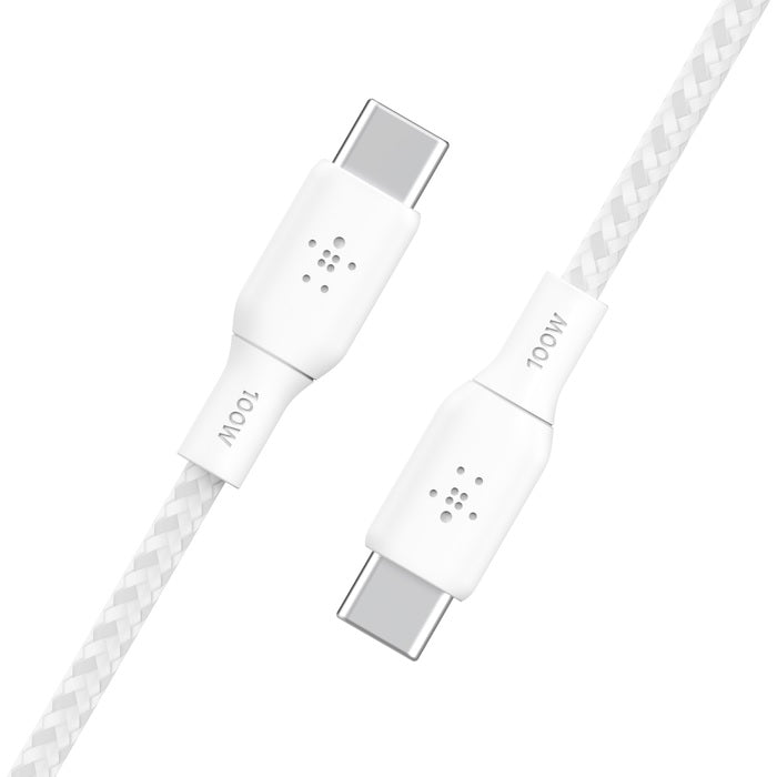 Belkin BoostCharge Braided USB-C to USB-C Cable 2M - White (CAB014bt2MWH), 100W, image 1