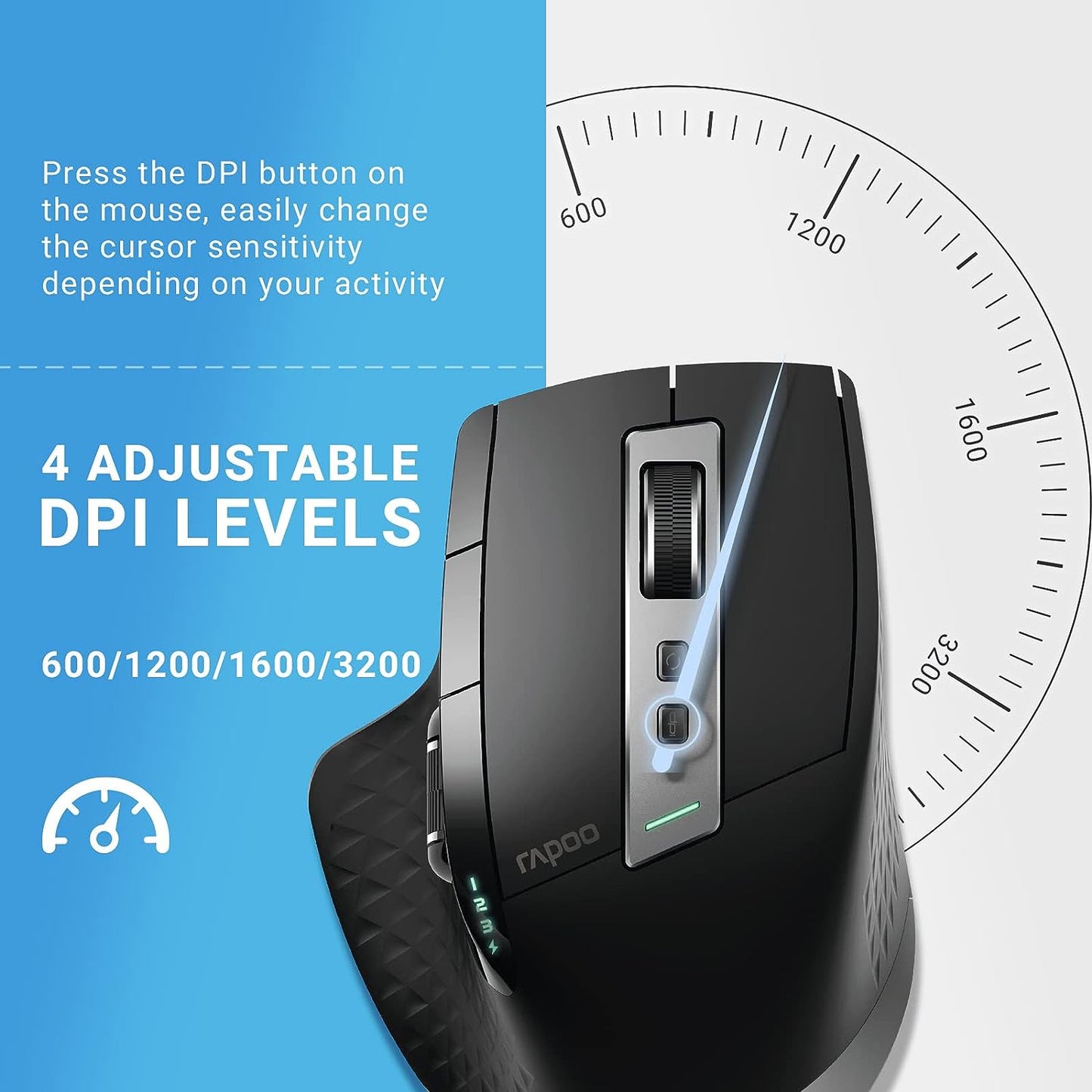 RAPOO MT750S Multi-Device Bluetooth & 2.4G Wireless Mouse - Upto DPI 3200 Rechar image 3
