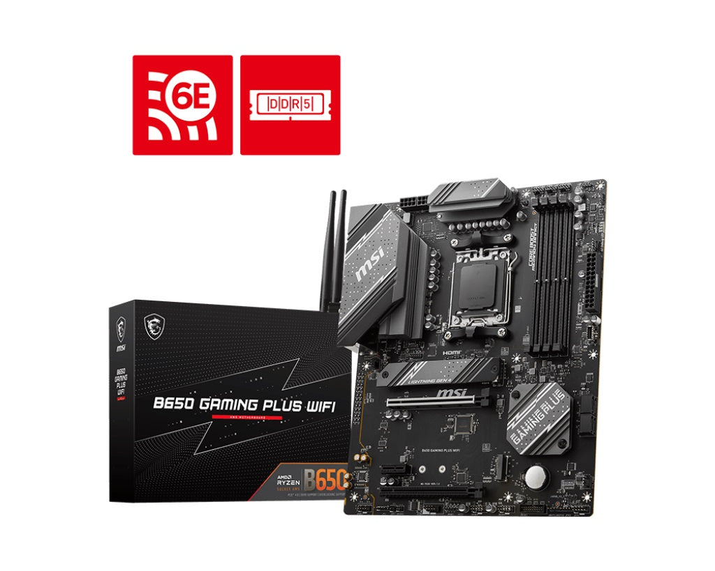MSI MPG B650 GAMING PLUS WIFI AMD AM5 ATX Motherboard, 4x DDR5 ~192GB, 2x PCI-E image 0
