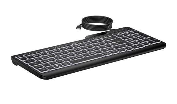HP 405 Multi-Device Backlit Wired Keyboard Removable USB-C® cable with USB-A Sl image 2