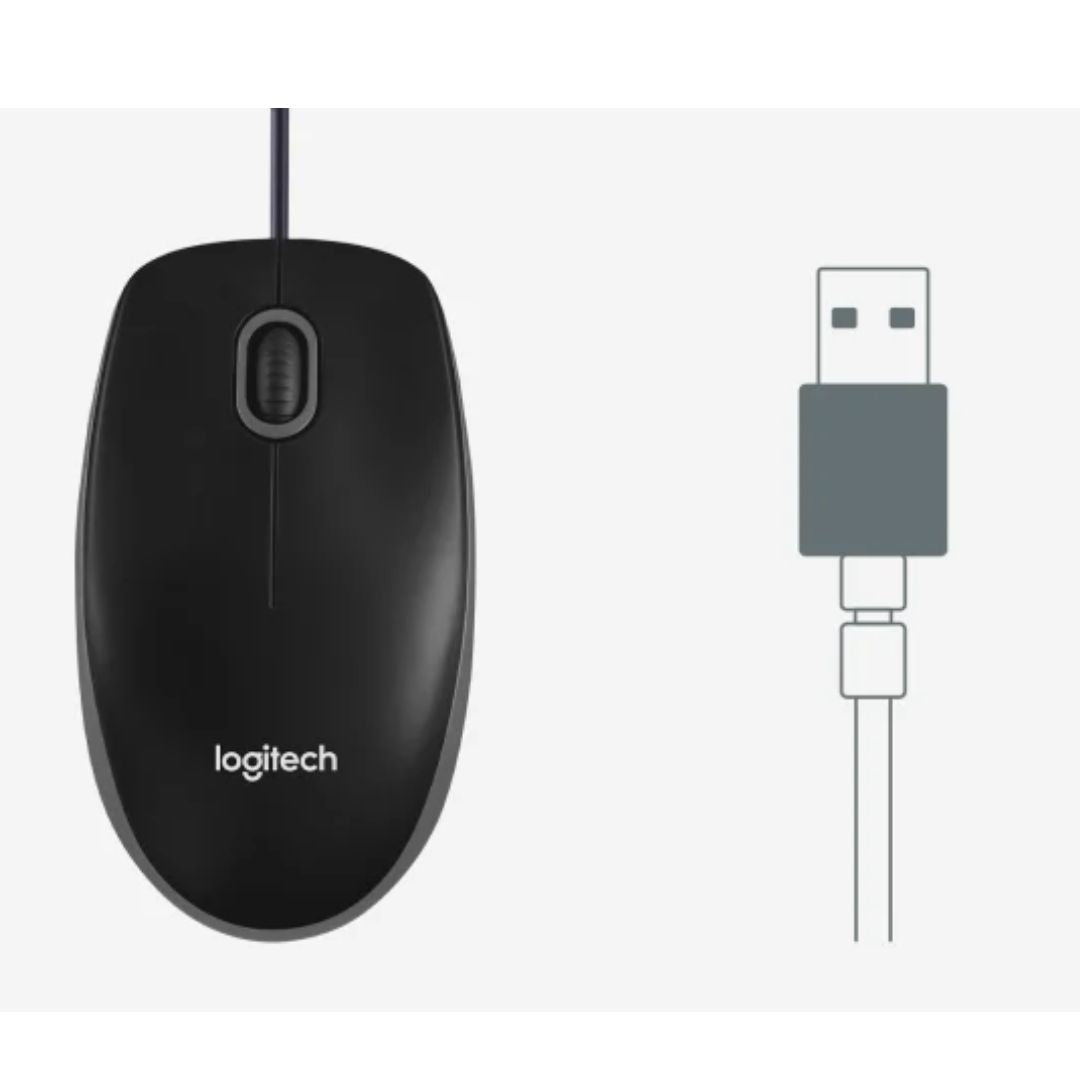 Logitech B100 Optical USB Mouse 800dpi for PC Laptop Mac Tux Full Size Comfort s image 1