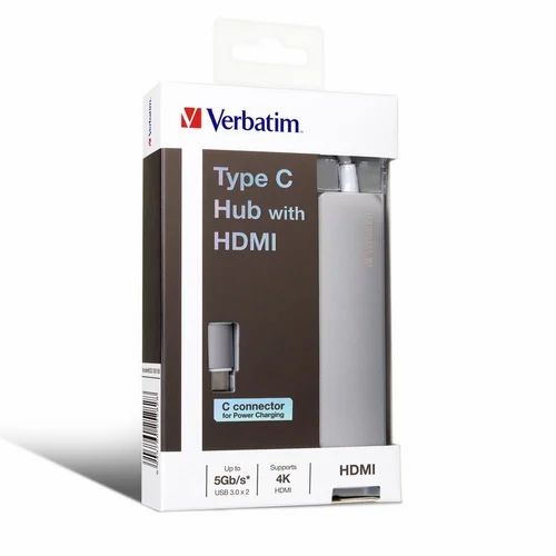 Verbatim 65282 Type C Hub with HDMI, 2 x USB3.0, Grey image 0