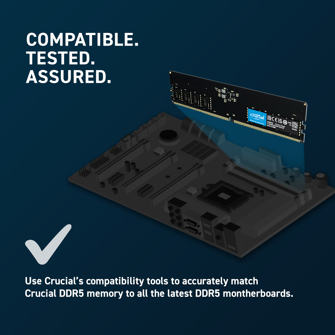 Crucial 64GB (2x32GB) DDR5 UDIMM 5600MHz CL46 Desktop PC Memory image 3