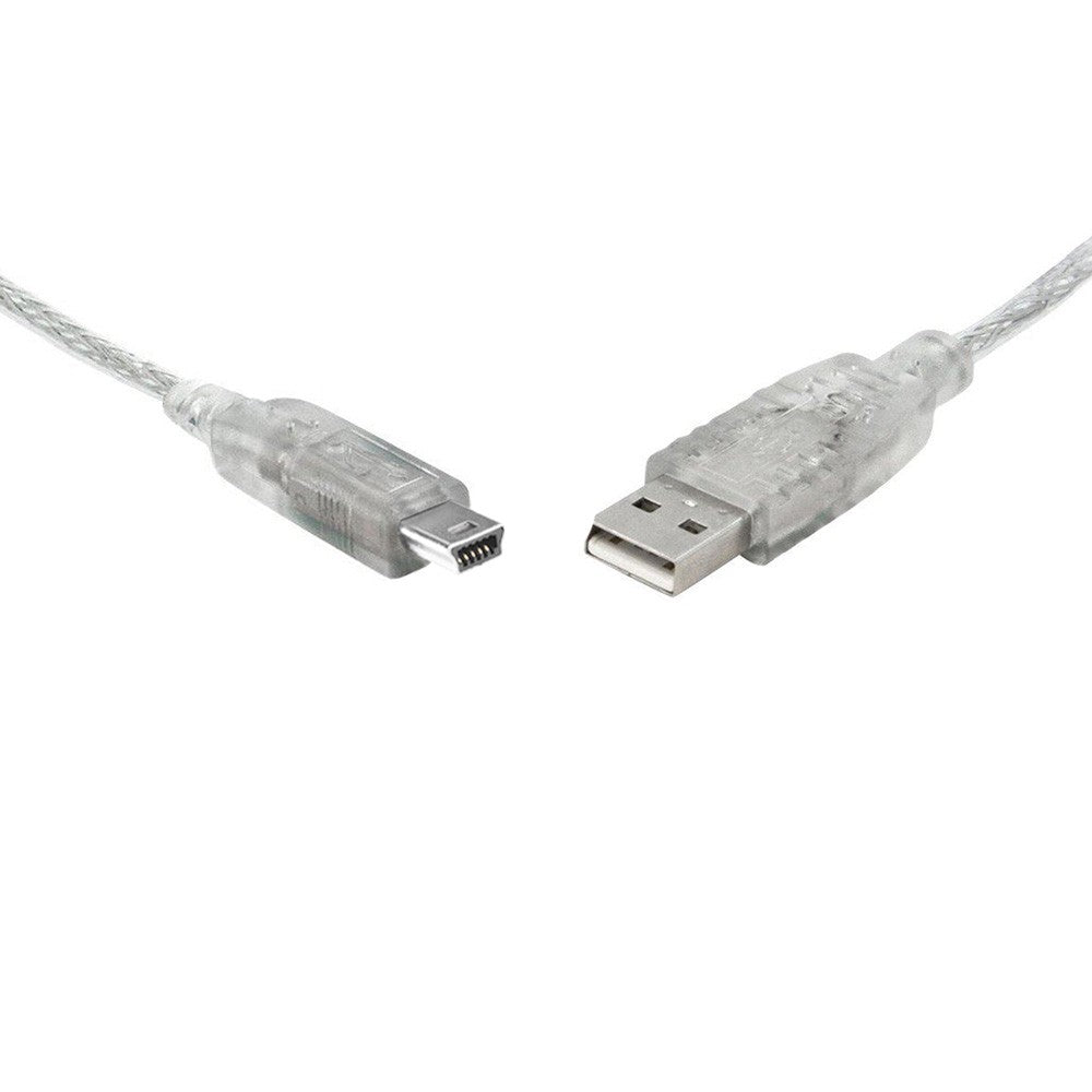 8Ware USB 2.0 Cable 3m A to B 5-pin Mini Transparent Metal Sheath UL Approved image 0