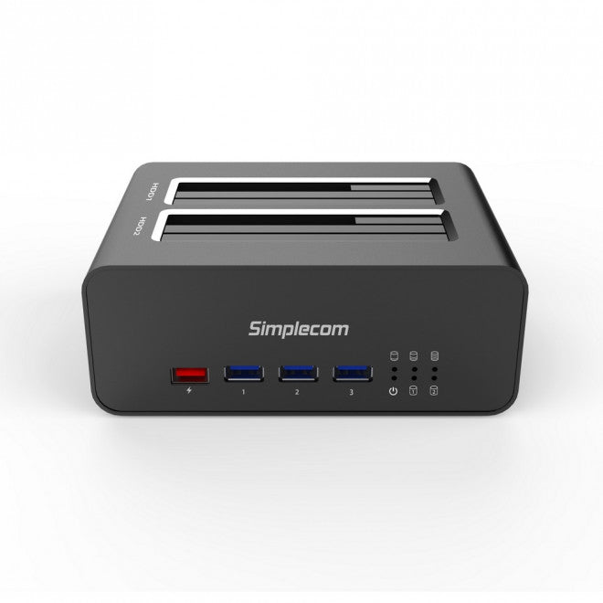 Simplecom SD352 USB 3.0 to Dual SATA Aluminium Docking Station with 3-Port Hub a image 1